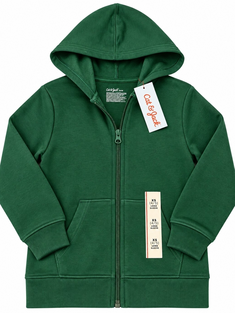Cat & Jack Boys' Green Full-Zip Hooded Sweatshirt